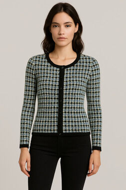 Marc Jacobs Wool Blend Knit Button Front Cardigan Blk Blue Size6 Parisian style